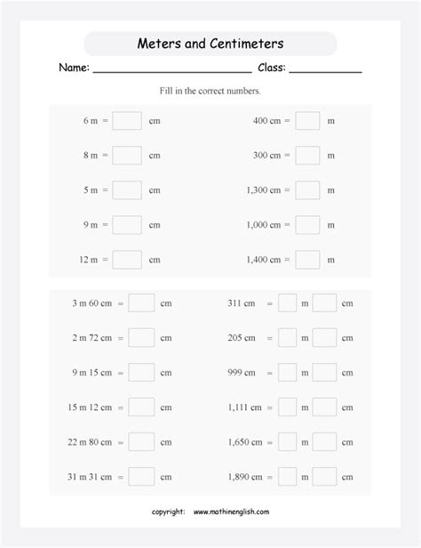 Conversion Of Centimeters In Meters And Vice Versa Great Mat Worksheet