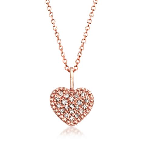 14kt Rose Gold Heart Pendant Necklace With Diamond Accents 18 Ross