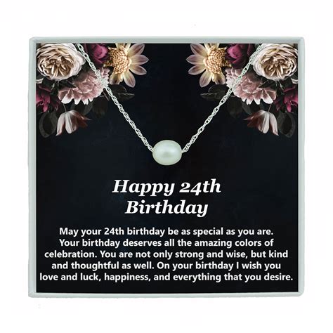 Happy 24th Birthday T Necklace Oval Pearl Jewelry Daughter Etsy