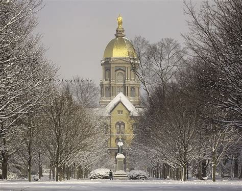 Golden Dome In The Winter Notre Dame University Golden Dome Winter