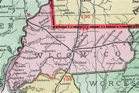 Wicomico County Maryland Map 1911 Rand Mcnally Salisbury