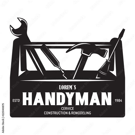 Handyman Label Badge Emblem Design Element Tools Silhouettes