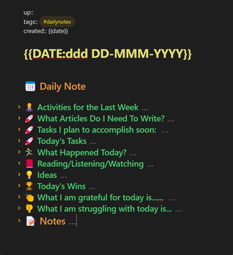 How To Build And Automate An Obsidian Daily Note Template Ric Raftis