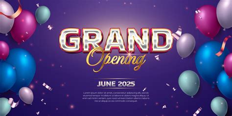 Grand Opening Celebration Banner With Realistic Colorful Balloons And