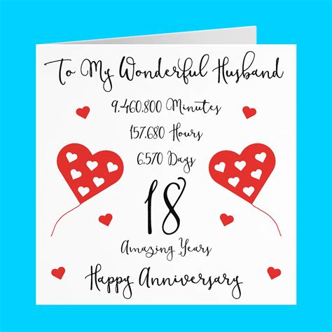 18th Wedding Anniversary Card 18 Years Together Happy Etsy
