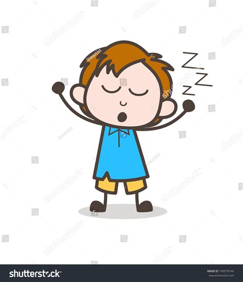 Tired Boy Yawning Face Cute Cartoon Stock Vector Royalty Free