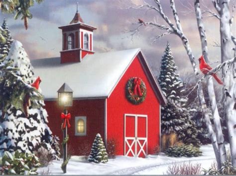 Preview Christmas Barn Wallpaper Download Christmas Scenes Country