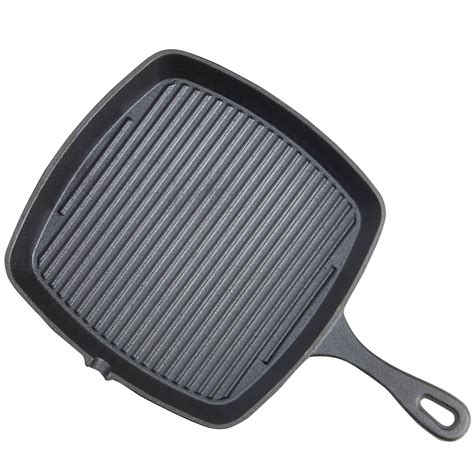 Vonshef Griddle Pan Black Pre Seasoned Cast Iron Grill Square 26cm Non