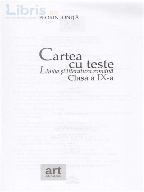 Romana Clasa 9 Cartea Cu Teste Florin Ionita Pdf