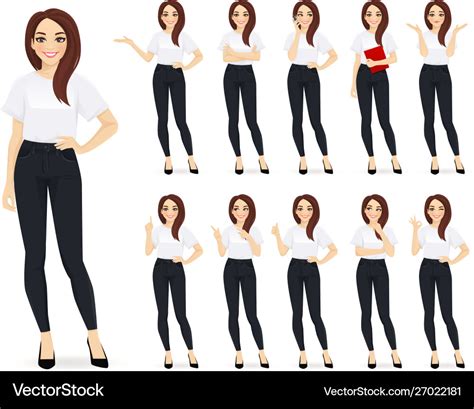 Casual Business Woman Character Set Royalty Free Vector