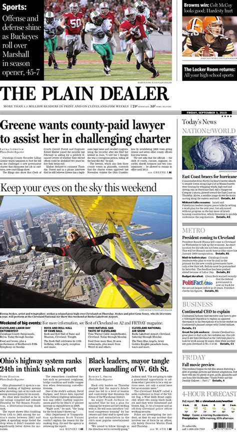 The Plain Dealer's Front Page for September 3, 2010 - cleveland.com