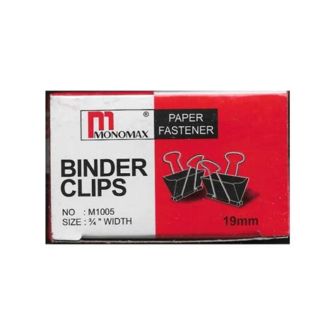 Monomax Binder Clips 19mm 12 Pcs St Francis De Sales Press