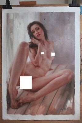 Femme Nue Int Grale Tableau Peinture Huile Sur Toile Nude Female Oil