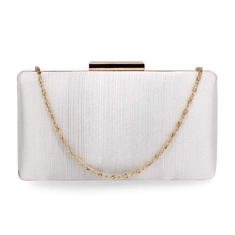 Lse00314 Ivory Satin Clutch Evening Bag