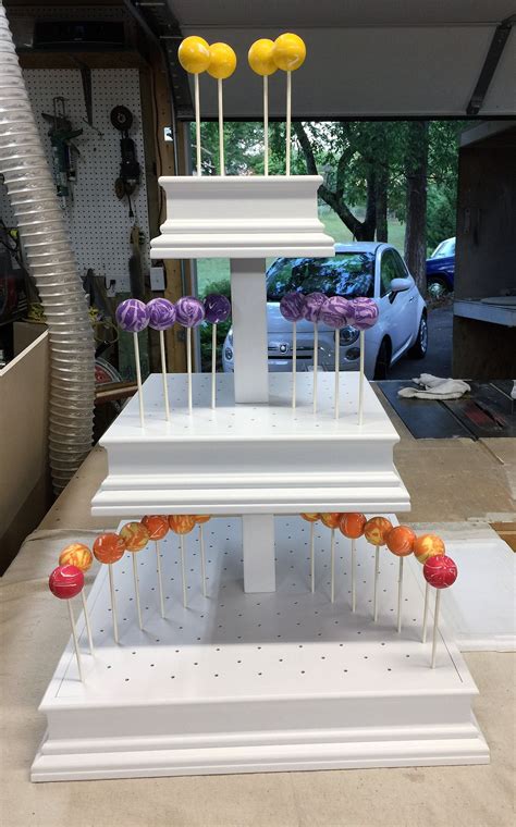 3 Tier Custom Made Square Cake Pop Stand With Matching Sides Can Hold