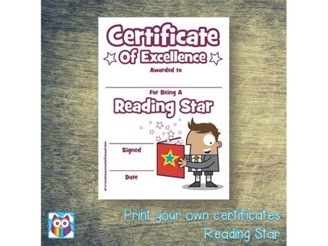 Print Your Own Reading Star Certificate Teaching Resources