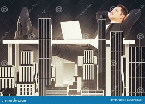 Businessman At Abstract Workplace Stock Illustration Illustration Of
