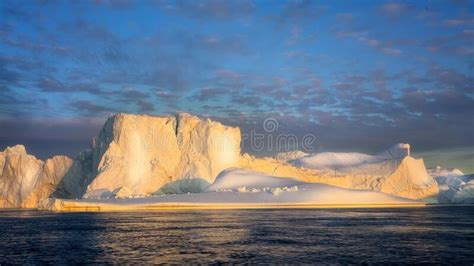 Greenland Ilulissat Glaciers At Ocean At Polar Night Stock Photo