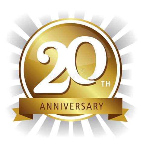 20th Anniversary Badge Gold Stock Vector Illustration Of Logo