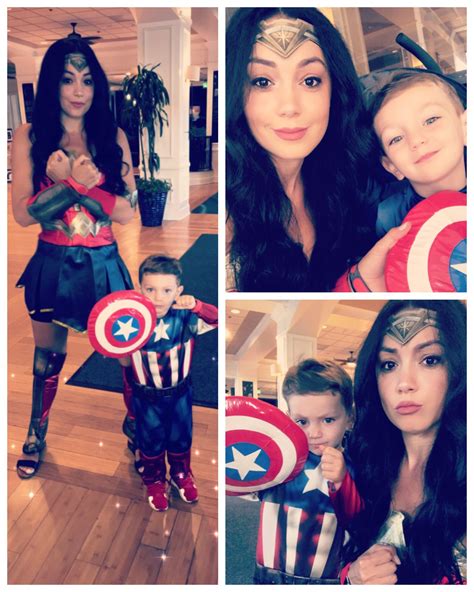 Cool Mom And Son Costume Idea Wonder Woman And Captain America Halloween