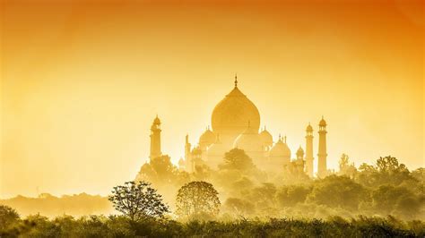 Wallpaper Temple Sunlight Trees Sunset Taj Mahal Sunrise