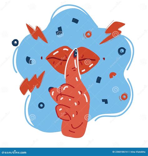 Vector Illustration Of Be Quiet Silent Or Silence With Finger Over