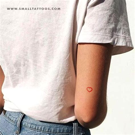 Small Red Heart Outline Temporary Tattoo Set Of 3 Small Tattoos