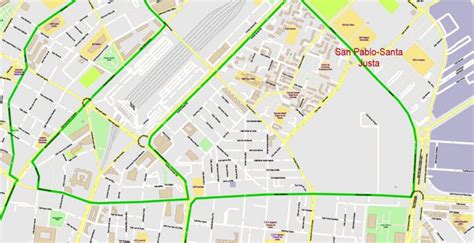 Seville Spain Pdf Map Vector Exact City Plan High Detailed Street Map