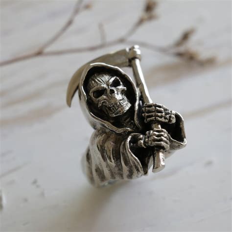 Grim Reaper Skull Ring For Men Made Of Sterling Silver 925 Etsy