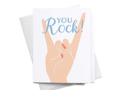 You Rock Thank You Greeting Card Thanks Card Cute Greeting Cards