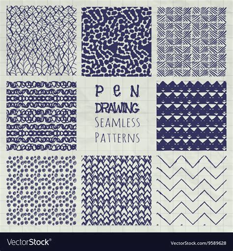 Abstract Pen Drawing Seamless Background Patterns Vector Image