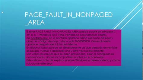 The memory address could be wrong, or the memory address is pointing at freed. PAGE FAULT IN NONPAGED AREA - YouTube