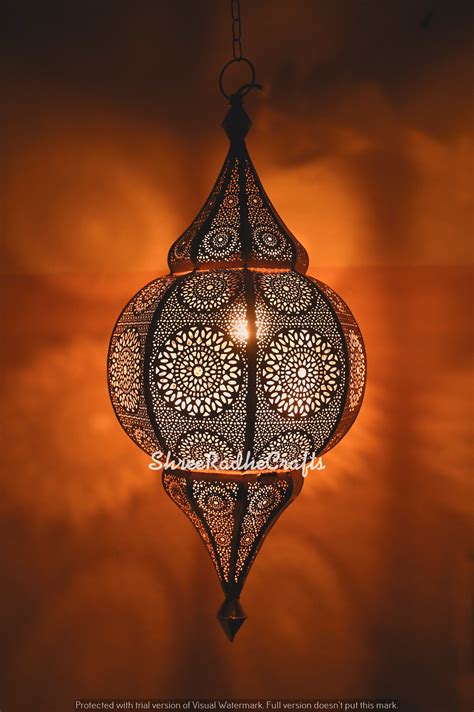 Moroccan Lantern Lamp Turkish Handmade Vintage Hanging Golden Etsy