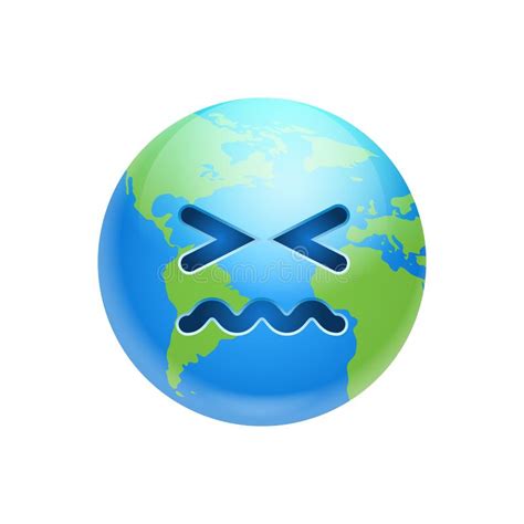 Cartoon Earth Face Sad Emotion Icon Funny Planet Depressed Expression