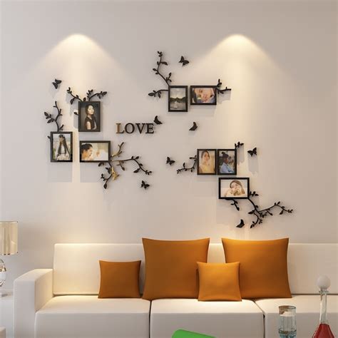 3d view flower wall decal. Love life frame Acrylic 3d Stereo Crystal Wall Stickers ...