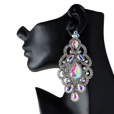 Details About Drag Queen Huge Ab Chandelier Earrings Stage