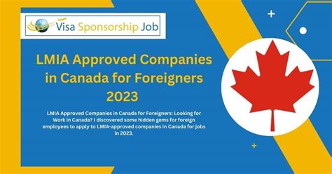 Lmia Approved Companies In Canada For Foreigners 2023