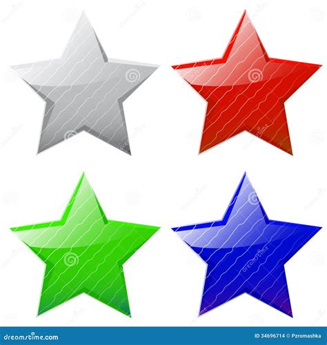 Set Of Vector Glossy Five Pointed Stars Stock Vector Illustration Of