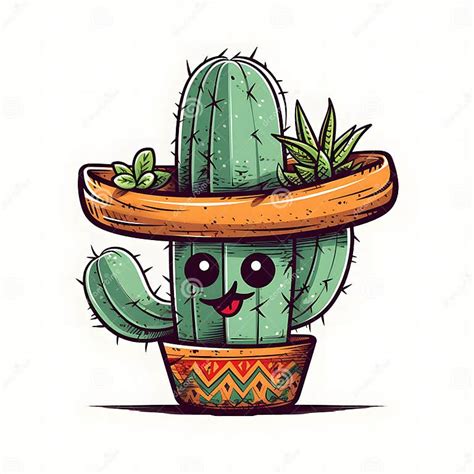 Cartoon Mexican Cactus Character Illustration Of A Funny Cartoon Stock Illustration