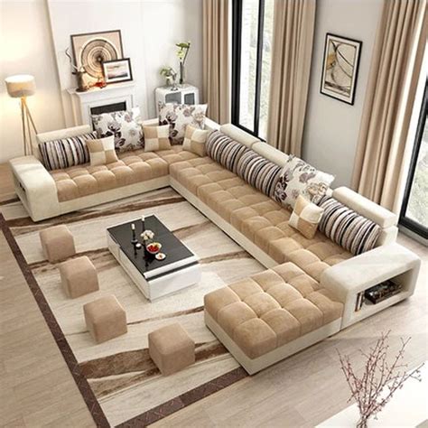 Luxury Modern U Shaped Sectional Fabric Sofa Set With Ottoman Artofit