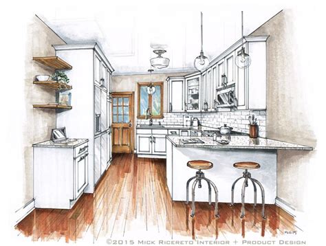 Small Kitchen Rendering By Mick Ricereto Interior Design Renderings