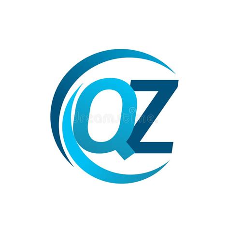 Initial Letter Qz Logotype Company Name Blue Circle And Swoosh Design