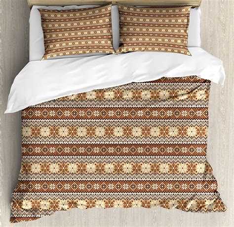 Nordic Queen Size Duvet Cover Set Northern Style Traditional Pattern