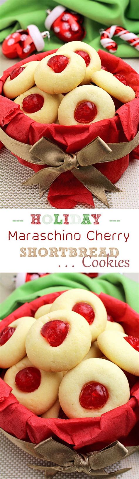 Holiday Maraschino Cherry Shortbread Cookies Galletas Cookies Cookies