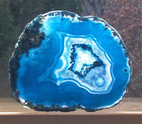 Brazilian Agate Geode Slabslice Large Teal Blue Color 5 38 X 4 12