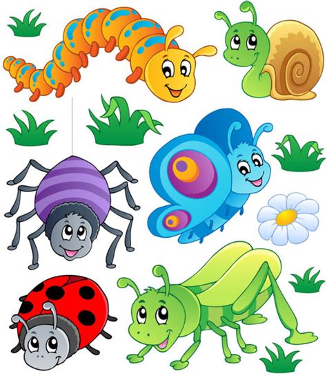 Funny Cartoon Insects Vector Set Vectors Graphic Art Designs In