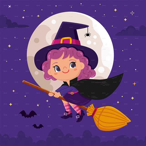 Witch Flying Across The Sky By Osk222 Graphicriver