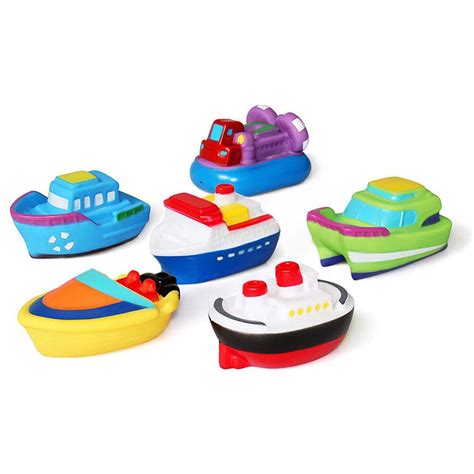 6pcs Bath Toys Floating Bath Boat Toys Baby Soft Bath Time Toys Bathtub