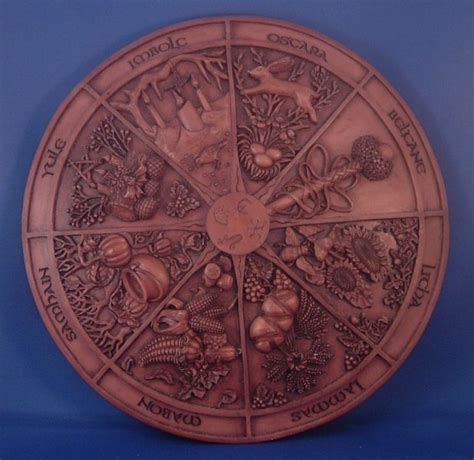 Wheel Of The Year Plaque Wiccan Pagan Holidays Stain Glass Window Art