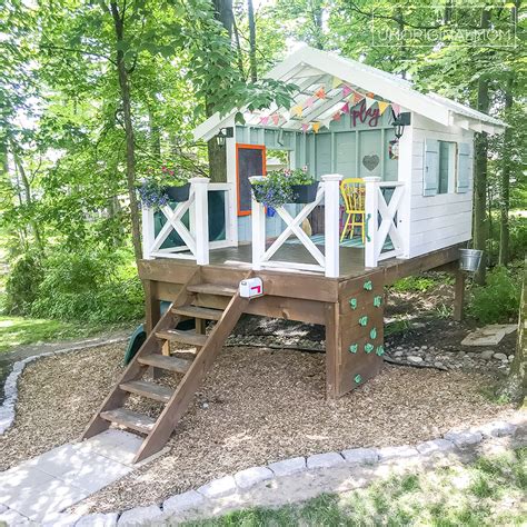 Diy Backyard Playhouse With Slide Our Handmade Hideaway